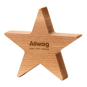 21cm x 21cm x 3.5cm Beech 5 Pointed Star Award